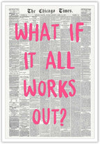 Drimiler What If It All Works Out Poster Retro Newspaper Pink Font Canvas Wall Art Positive Affirming Quote Minimalist Prints Painting For Home Bedroom Dorm Wall Decor 24x36in Unframed