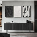 Large Framed Black and White Abstract Wall Art for Living Room, 3 Piece Canvas Prints Paintings Artwork for Walls, Modern Minimalist Pictures for Hallway Stair Office Wall Decor -Total Size 30x60 Inch