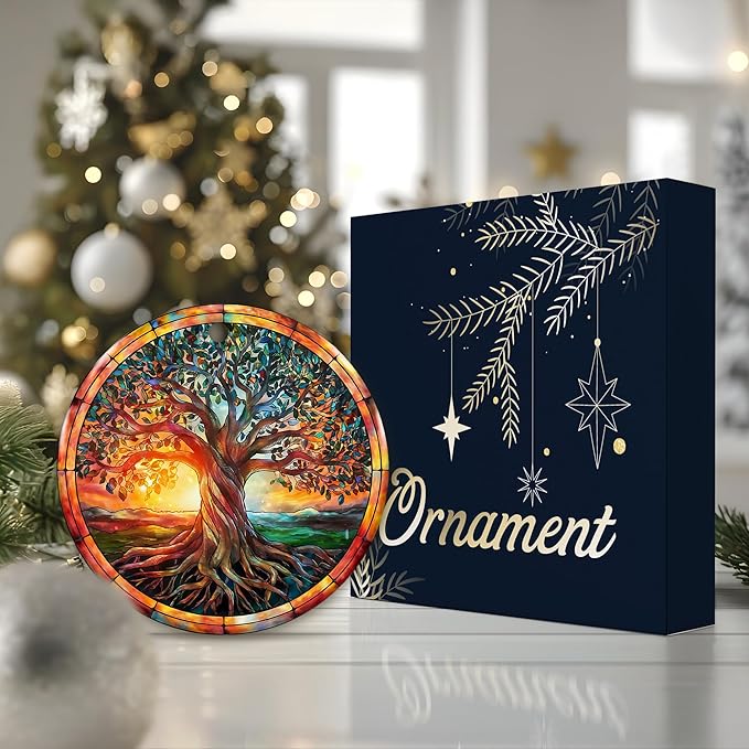 The Celtic Tree of Life Ornament – Irish Ornament 2025, Celtic Spiritual Sun & Nature Design – Colorful Tree Symbol of Strength, Renewal & Unity – Ceramic Hanging Keepsake for Christmas