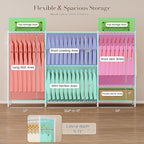 Coat Rack Clothes Wardrobe：Closet Organizer and Storage Clothing Garment Rack with Shelves Heavy Duty for Hanging Clothes Portable Adjustable White 15.8" DX69 WX76.5 H