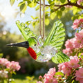 Hummingbird Stained Glass Ornaments Hand Blown Glass Bird Animal Collectible Decorative Hanging Hummingbird Suncatcher for Tree Window Garden