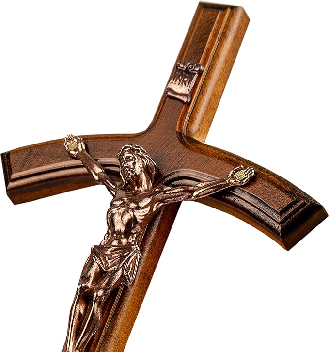 Woodvio - Handmade wooden wall cross, Pope's cross, Catholic crucifix