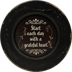 CVHOMEDECO. Primitives Start with Grateful Wood Decorative Plate Display Wooden Plate Home Décor Art, 10-3/4 Inch