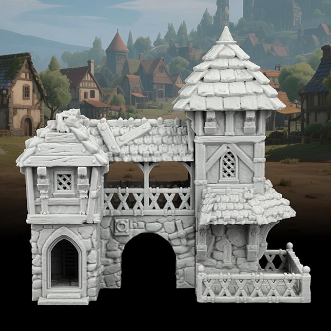 Tudor Style Village Home Tabletop Scenery – 25mm Scale High-Detail Unpainted Terrain for DND Bundle, Dungeons and Dragons RPG Accessory – Medieval Village C AF1124C