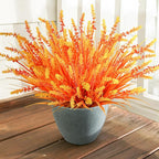 Artificial Fake Plants Flowers for Outdoors Fall Decor, 10 Bundles Fall Leaves Faux Lavender Flowers for Autumn Decoration, Fake Shrubs UV Resistant Planter for Garden Porch Balcony Home Patio Yard