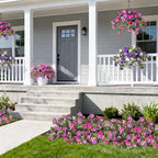 4 Pcs Artificial Fake Petunia Flowers for Outdoor Decoration, Faux Silk Petunias Flower for Spring UV Resistant Realistic Plants for Garden Balcony Yard Porch Indoor Decor(Fuchsia Lotus)