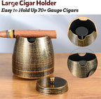 Cigar Ashtray with Lid for Outdoors Outside Patio Home Retro Decor,Large Holder Ashtray Windproof,Cigar Accessories Gifts for Men Dad Husband Boyfriend (X-Large)