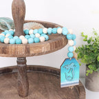Meplait Wood Bead Garland, Coastal Tassel Garland with Mermaid Tag Beach Farmhouse Decor for Tiered Tray Table Centerpiece Wall Home Decoration