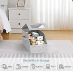 AOODA Stackable Hat Storage for Baseball Caps, Holds up to 12 Caps Hat Organizer for Closet, Sturdy Hat Boxes for Men with Cardboard, Grey