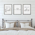 Set of 3 Framed Farmhouse Give it to God and Go to Sleep Signs 11x14” Above Bed Wall Decors for Bedroom Wood Signs (11x14 inches, Gray)