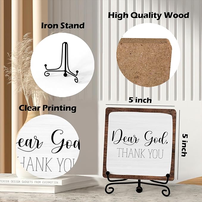 Modern Farmhouse Decor, Home Decor For Living Room, Boho Chic Aesthetic Shelf Decorations, Christian Rutsic Dear God Sign, Farm House Entryway Tv Stand Fireplace Coffee Table Decoration (05)