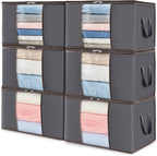 Lifewit 6 Pack Clothes Storage Bins with Lids, Foldable Blanket Storage Bags with Zippers, Clear Window and Reinforced Handles, Closet and Organization for Clothing, Sweater, Comforter, Bedding