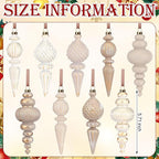 Yunlly 18 Pcs Neutral Christmas Ornaments Textured Christmas Tree Decor with Hanging Loop Modern Brown Hanging Finial Ornaments Shatterproof Home Decor for Xmas Vintage Rustic Farmhouse (Modern Color)