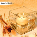 Set of 6 Square Glass Vases 5" x5" x 5", Clear Flower Vases for Centerpieces, Candle Holder for Wedding Party Events, Home Décor