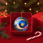 Sun and Moon Decor Decorative Ornament for Christmas Ornaments, Celestial Decor Round Acrylic Hanging, Stained Glass Effect Window Hanging Style, Thanksgiving Gifts, Moon Gifts for Women