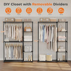 OLIXIS Portable Wardrobe Closet with Hanging Rods, 49 Inch Portable Clothing Rack with Shelves, Heavy Duty Clothes Rack, Freestanding Closet Organizer, 49" L x 15.7" W x 71.65" H
