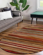 Unique Loom Barista Collection Area Rug - Icatu (4' 1" x 6' 1" Oval, Beige/Brown)