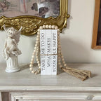 Decorative Books for Home Decor, White Faux Books for Decoration, Rustic Farmhouse Stacked Display Books with 52in Wood Bead Garland for Coffee Tables Living Room (TAKE TIME to DO)