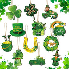 Sintuff 36 Pieces St. Patricks Day Decorations Wooden Shamrock Ornaments for Tree St Patricks Day Ornaments Irish Hanging Decorations for Party