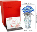 H&D HYALINE & DORA Blue Crystal Forget Me Not Flower Figurine,Flower Gifts for Women,Crystal Glass Flower Collectible Ornaments for Home Decor Table Centerpiece