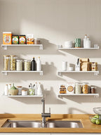 Floating Shelves for Wall, Shelves for Decor Storage Set of 6, Wall Mounted Wood Shelf for Bedroom, Living Room, Bathroom, Kitchen,Long Picture Ledge Shelves. (White)