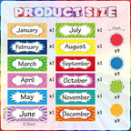 Zonon 48 Pieces Holiday Monthly Headliners Set 12 Months of The Year Headers Seasonal Monthly Bulletin Board Borders with 36 Round Blank Confetti Cutouts(Simple Style)