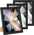 KTKDE 5x7 Picture Frame Set of 3, Wooden frames black, Vertical & Horizontal Wall Hanging for Wall or Tapletop Display,Studio Gallery Photo Frame for Photos, Posters & Art Prints