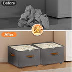 Shoe Organizer for Closet, 2 Pack Shoe Storage Organizer with Wheels and Adjustable Dividers, Stackable Shoe Storage Box with Clear Cover, Closet Shoe Organizer Fits up to 16-32 Pairs, Gray