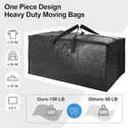 6 Pack Heavy Duty Extra Large Moving Bags W/Backpack Straps - Strong Handles & Zippers, Storage Totes For Space Saving, Fold Flat, Alternative to Box and Bin (40 gal, Black)