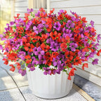 Homsunny Artificial Fake Flowers Plants for Outdoors - 12 Bundles Fake Plants Faux Silk Flowers Outside, UV Resistant for Planter Front, Porch, Garden, Patio, Spring Decor