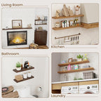 Floating Shelves for Wall Decor, 8" Deep Rustic Solid Elm Wood Floating Shelves Wall Mounted, Wall Shelves with Invisible Bracket for Living Room Bathroom Bedroom Kitchen, 48 Inch Set of 1, Natural