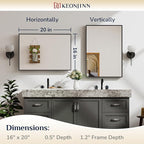 Keonjinn Black Bathroom Mirror 16 x 20 Inch, Metal Framed Small Black Mirror, Rectangular Wall Mount Mirrors Square Corner, Modern Farmhouse Bathroom Vanity Mirrors for Over Sink(Horizontal/Vertical)