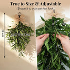 Artificial Olive Teardrop Swag Wreath for Front Door - 22 Inch Faux Greenery Wall Decor with Burlap Bow - Farmhouse Olive Branch Swag for Indoor Kitchen Entryway Wedding Arch