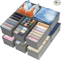 Drawer Organizer Clothes & Dresser Organizers - 12 Pack Foldable Drawer Dividers, Baby Clothes Organizer & Nursery Storage for Sock, Underwear, Bra, Belt, Closet and Dresser Drawer Organizers(Grey)