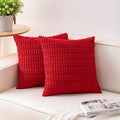 Aegero Pack of 2 Christmas Red Corduroy Decorative Throw Pillow Covers 18x18 InchSoft Boho Striped Pillow Covers Modern Farmhouse Home Decor for Sofa Living Room Couch Bed（Red）