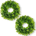 DDHS 11 Inch Small Boxwood Wreath for Front Doors, 2 Packs Artificial Mini Green Wreath Weatherproof, Spring Summer Indoor Outdoor Wreaths for Wall Window Table Wedding Home Decor Party Farmhouse