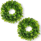 DDHS 11 Inch Small Boxwood Wreath for Front Doors, 2 Packs Artificial Mini Green Wreath Weatherproof, Spring Summer Indoor Outdoor Wreaths for Wall Window Table Wedding Home Decor Party Farmhouse