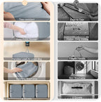 Comforter Storage Bag - 130L Blanket Storage Bags Front-opening Ultra Space Saving Self Compression Organizer, Washable Compression Bags for Storage Comforter Blanket, 2 Pack, Grey