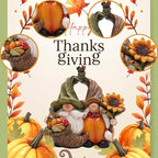 Hodao Harvest Love：Thanksgiving Pumpkin Gnome Couple Embrace Figurines-Adorable Fall Pumpkin Gnomes Home Indoor Tabletop Decoration-Fall Thanksgiving Gifts