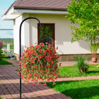Artificial Hanging Flowers for Outdoors Spring Decoration, 2PCS Silk Fake Daisy Realistic Outdoor Flowers UV Resistant Porch Patio Window Yard Decor(Red)