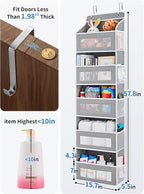 JARLINK Over The Door Organizer Storage, 5 Shelf Hanging Door Organizer with 5 Large Capacity Pockets, Anti Tilt 44 lb Load Behind Door Storage for Bedroom, Bathroom, Pantry, Nursery, (Grey)