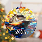 Cruise Ship Ornament, Travel Christmas Ornaments, Family Vacation Keepsake Ornament Gift for Cruise Lover, Hanging Christmas Tree Decor for Travelers, Holiday Keepsake for Ocean Adventure Fans