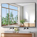 BONEWEI Bathroom Mirror,60x40 inch Bathroom Mirrors for Over Sink,Large Wall Mirror for Bathroom Wall Mounted Rectangle Mirrors,Black Vanity Mirror for Living Room,Bedroom Entryway,Horizontal/Vertical