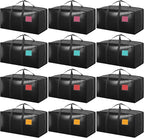 12 Pack Extra Large Heavy Duty Moving Bags with Reinforced Zipper & Wide Handles, Moisture-Resistant Storage Bins Packing Cubes for Clothes, College Dorm, Travel, and Home Organization, Black