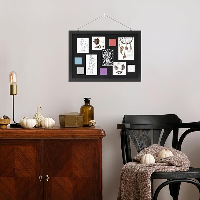 DAHAPYBOO Cork Board with Linen Black,Bulletin Board 17"x12" .Corkboards for Office Home School Message Board or Vision Board Decoration.