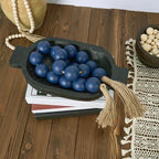 OMISHE Extra Large Wood Bead Garland in Navy Blue with 1.6" Diameter Wooden Beads and Tassels, 41" Long Rustic Farmhouse Country Decorative Beads for Home Wooden Decor, Navy Blue