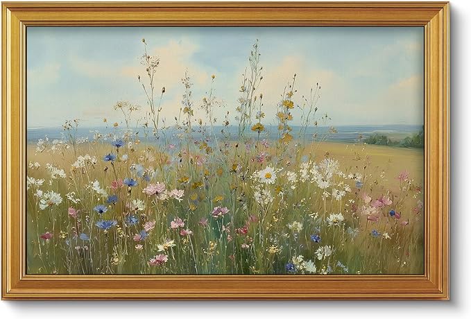 VIYYIEA Vintage Large Framed Wall Art for Living Room, Landscape Canvas Prints Home Decor, Oil Painting Picture, Bedroom Wall Decor Gifts for Friends or Family -【Summer Whispers】-(36L x 24W)