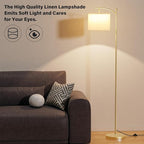 Ambimall 60" Floor Lamp with 3 Color Temperatures, Adjustable Beige Shade, Gold Pole - Tall Lamp for Living Room, Bedroom, Office, Classroom, Dorm - 9W Bulb Included