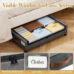 Yecaye Under Bed Storage with Wheels, 4 Pack Under the Bed Storage Containers with Lids & Label, XXL 60L Rolling Underbed Storage Drawers for Clothes, Blankets, Shoes, Hemp Gray