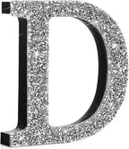 Qunclay 12'' Silver Crystal Diamond Bling Letters Crushed Diamond Decoration Wooden Glitter Letter with Screw and Hooks Rhinestone Gift for Wedding Y2k Mcbling Bedroom Wall Decor (Letter D)